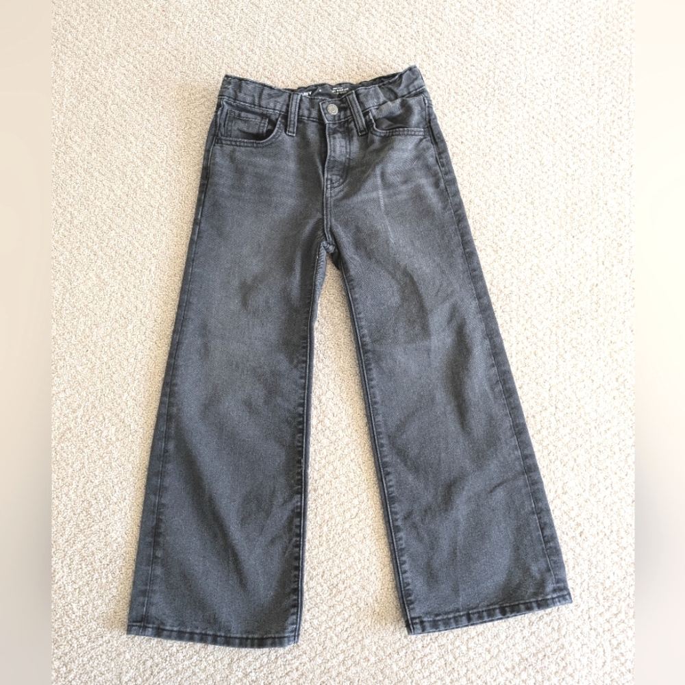 Old Navy Baggy Wide leg Jeans girls Sz. 8. Black. Adjustable waist.